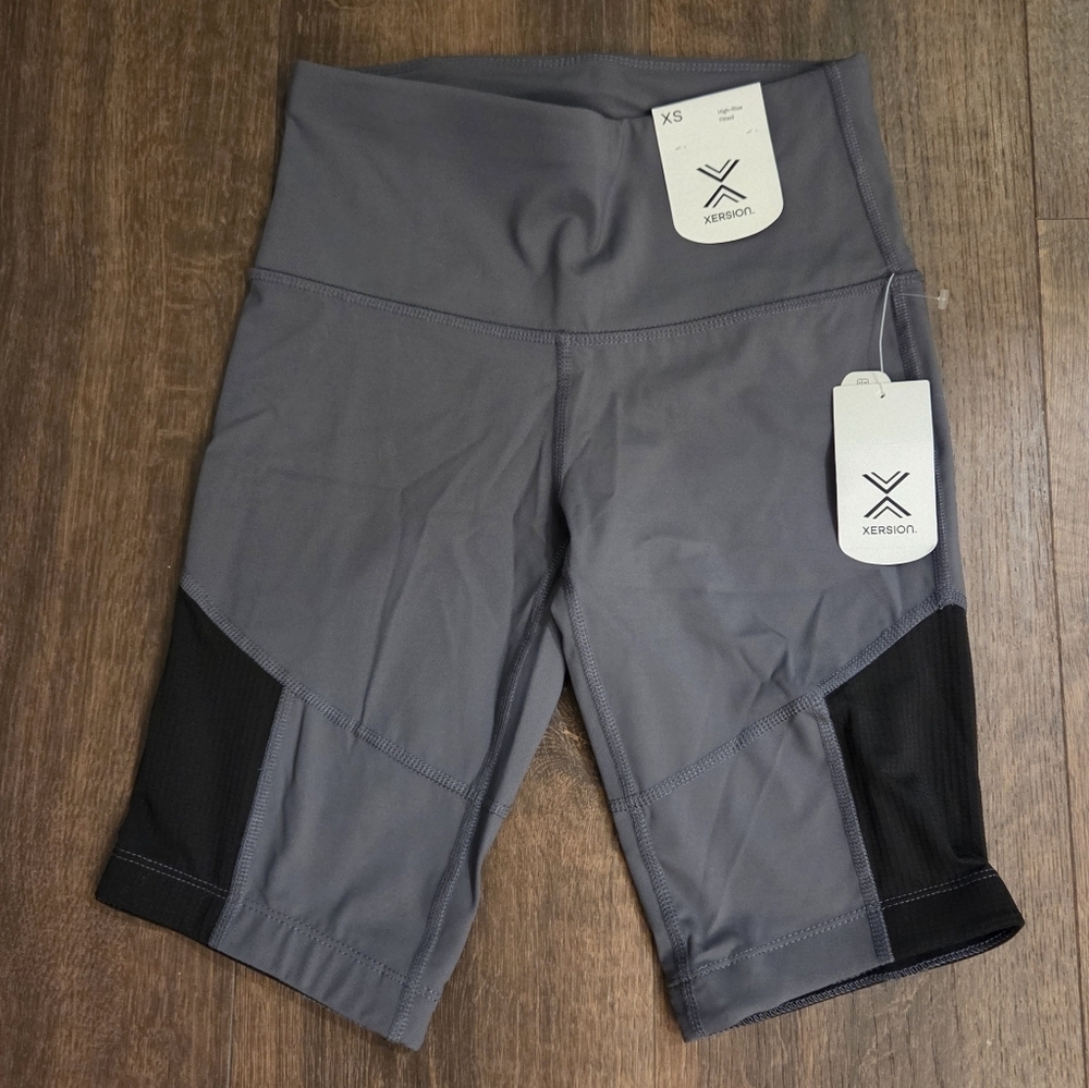 NWT Xersion Women's Charcoal and Black Bike Shorts